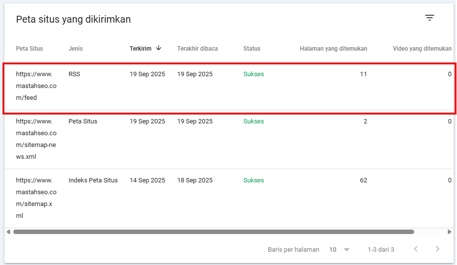 Submit Feed ke GSC